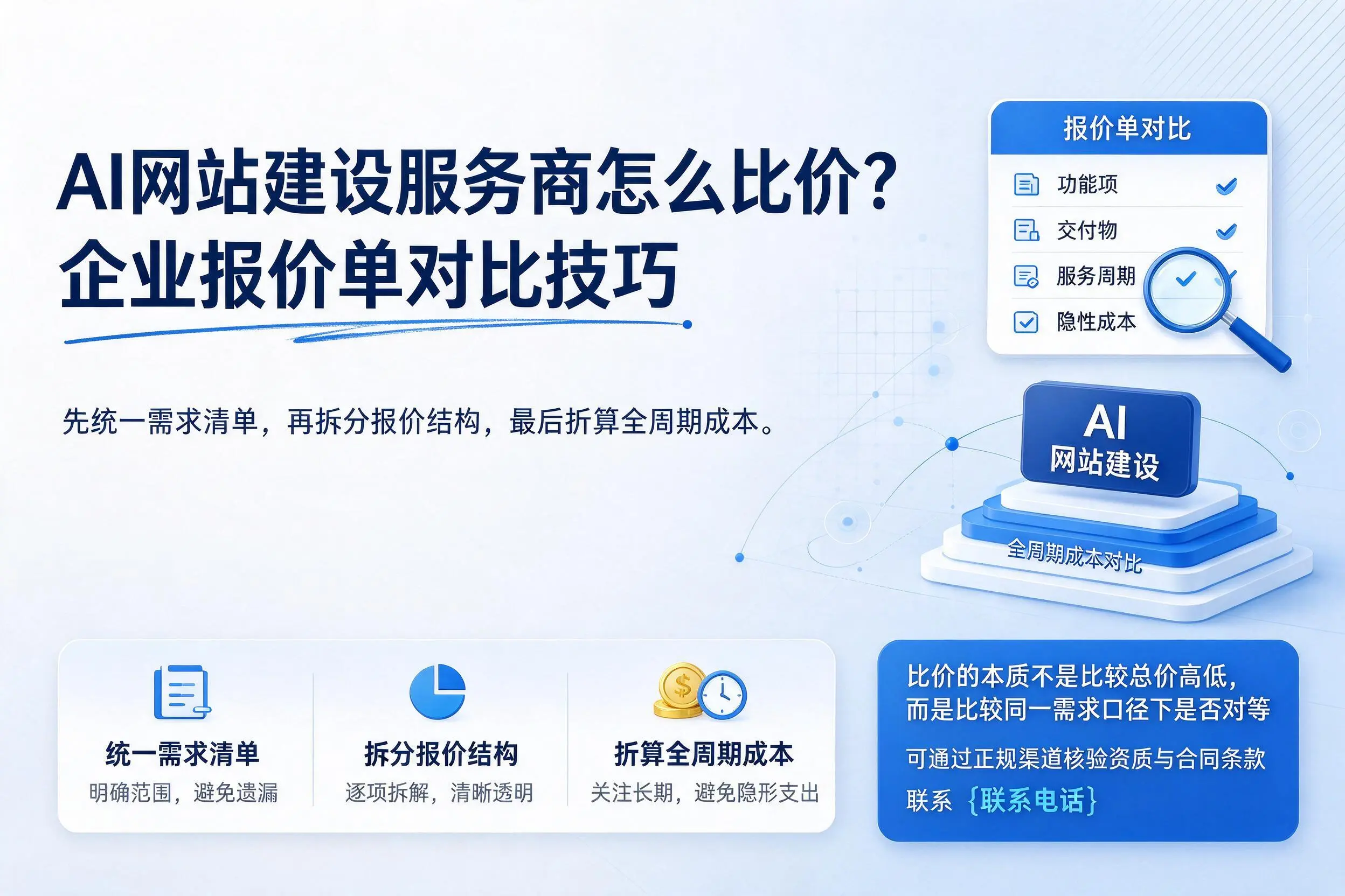 AI网站建设服务商怎么比价？沧州企业报价单对比技巧