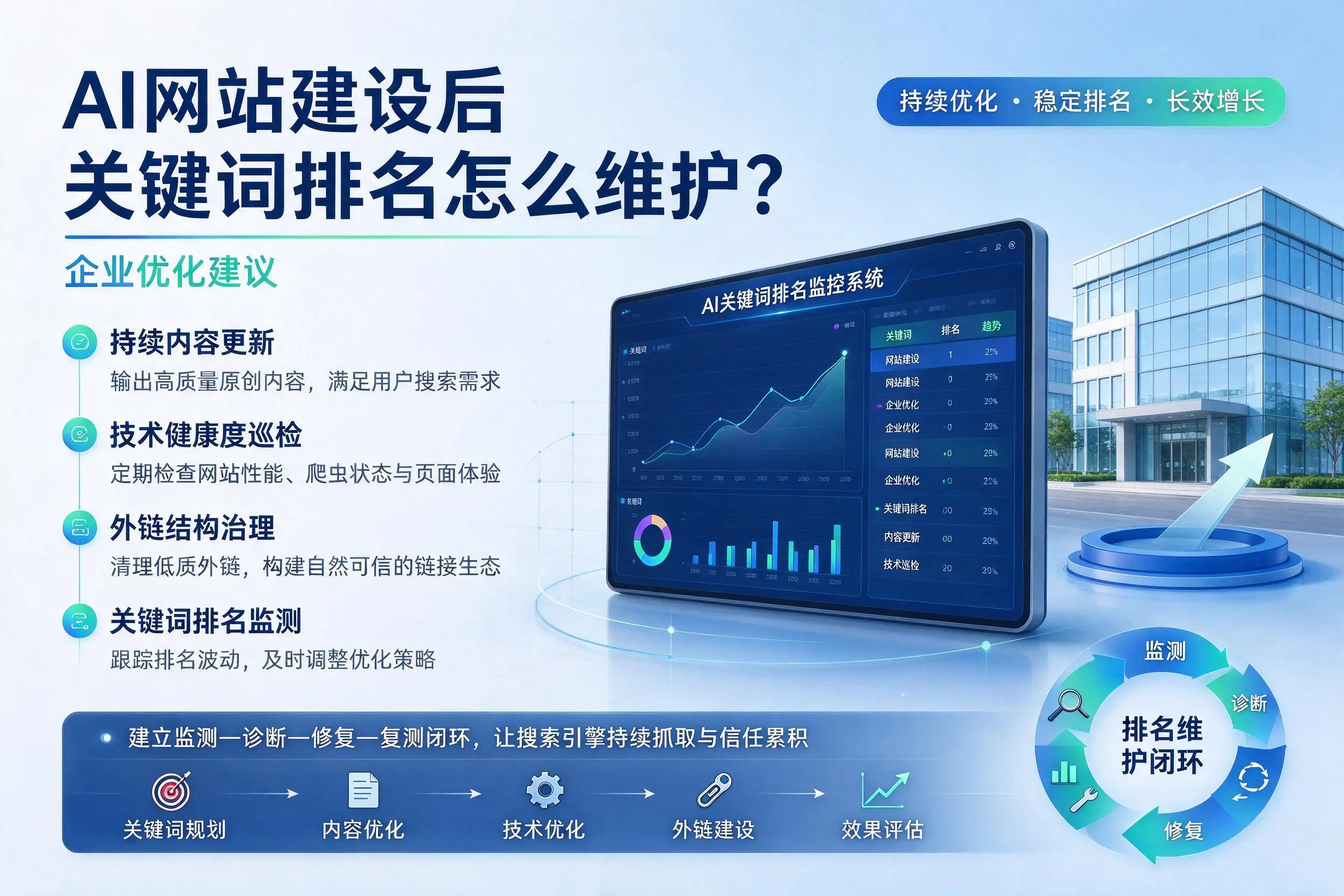 AI网站建设后关键词排名怎么维护？沧州企业优化建议
