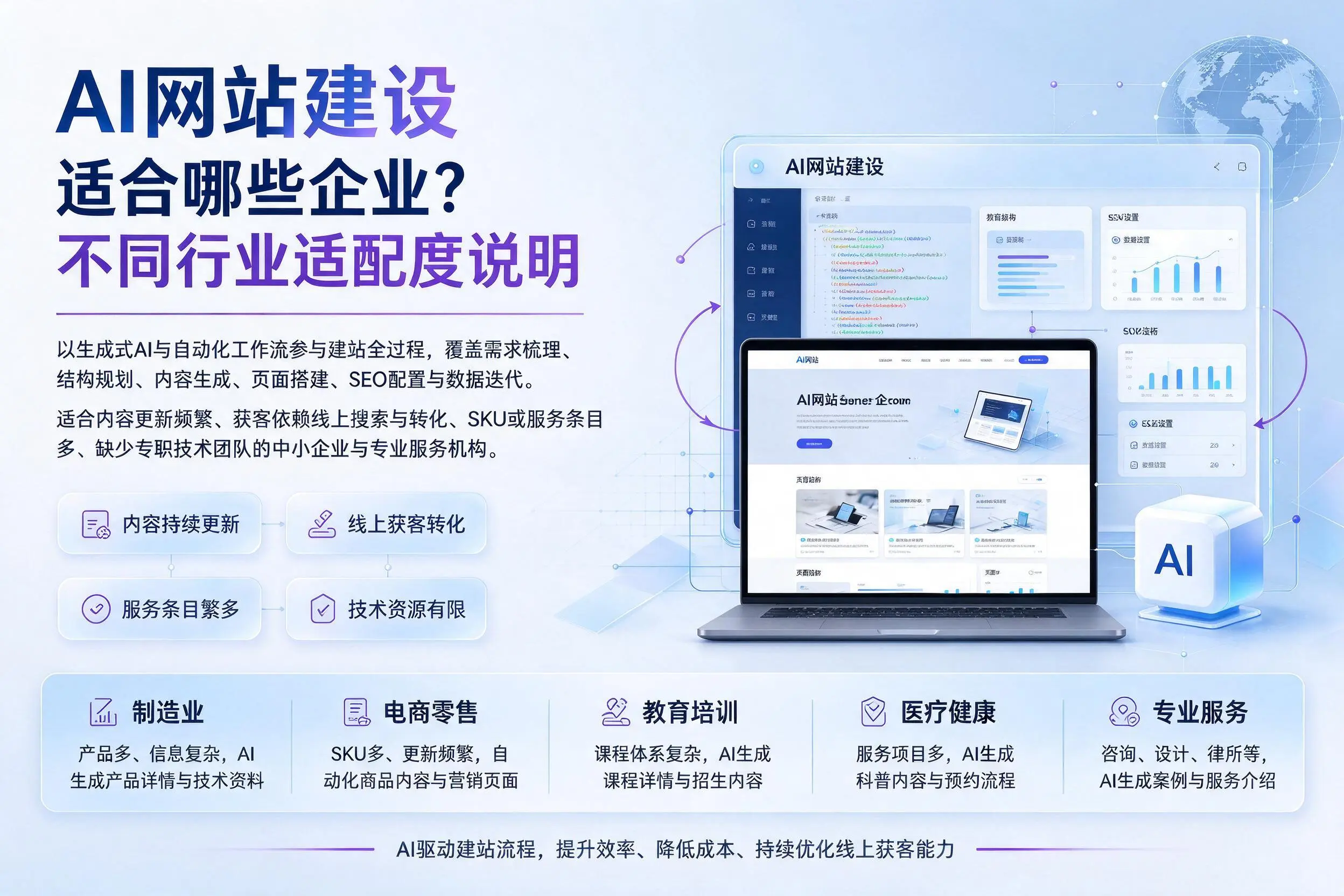 AI网站建设适合哪些企业?沧州不同行业适配度说明